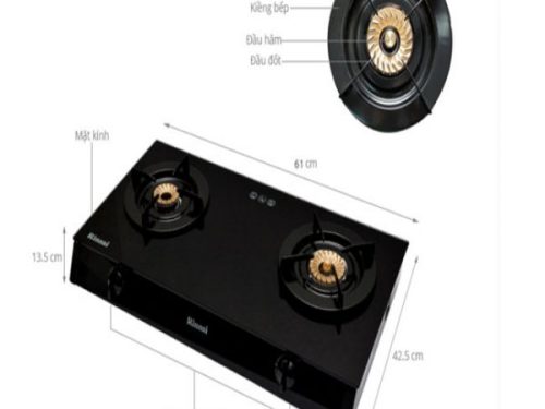 Kích thước Bếp ga Rinnai RV-6DOUBLE GLASS