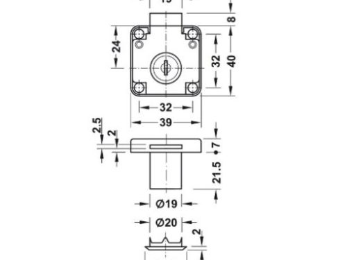 Khóa vuông Econo cửa dày 30mm Hafele 232.01.230