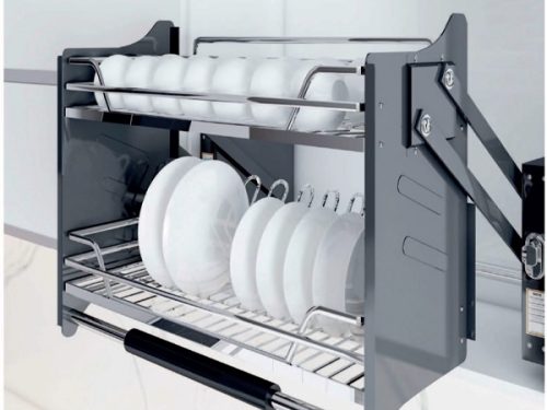 Giá bát nâng hạ 2 tầng nan Oval (Quả Trám) Inoxen EV9080