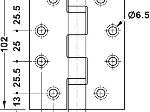 Kích thước của Bản lề lá 2 vòng bi 120Kg Hafele 926.98.063