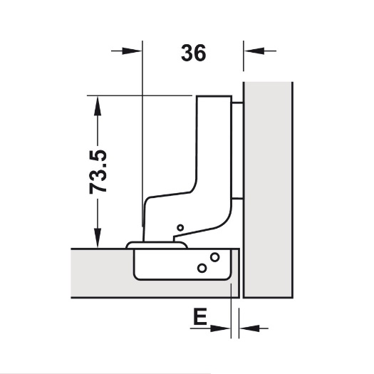 Kích thước của Bản lề Metalla SM không bật 110° lọt lòng Hafele 315.18.302 Kích thước của Bản lề Metalla SM không bật 110° lọt lòng Hafele 315.18.302