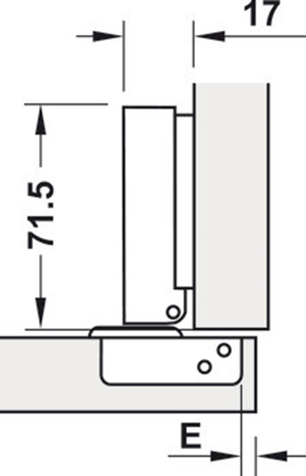 Kích thước của Bản lề trùm ngoài Metalla SM 95º Mini Hafele 311.04.440 Kích thước của Bản lề trùm ngoài Metalla SM 95º Mini Hafele 311.04.440