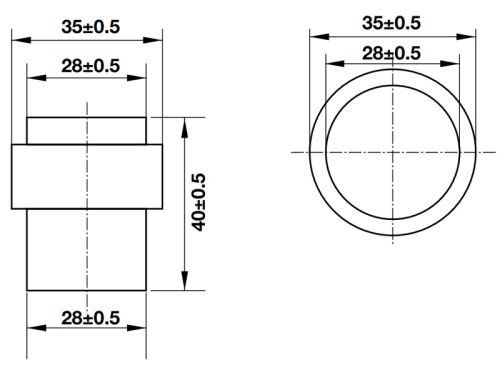 Kích thước của Chặn cửa gắn sàn Hafele 937.56.403