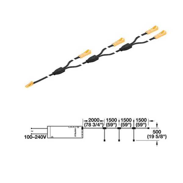 Dây nối chia 4 đèn 12V Hafele 833.74.773 Dây nối chia 4 đèn 12V Hafele 833.74.773