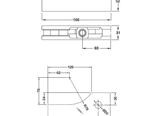 Kích thước của Kẹp kính trên Inox bóng Hafele 981.00.657