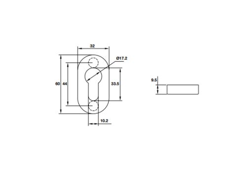 Nắp che ruột khóa Oval Hafele 902.52.294 3 Kích thước của Nắp che ruột khóa Oval Hafele 902.52.294