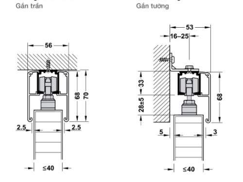 Phụ kiện cửa trượt Slido Classic 120P Hafele 940.82.252 3 Kích thước của Phụ kiện cửa trượt Slido Classic 120P Hafele 940.82.252