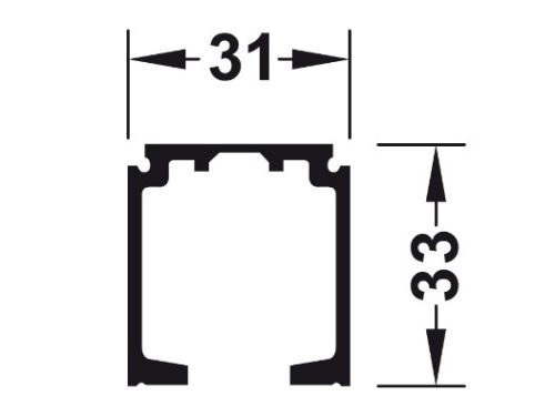 Ray trượt đơn 31 x 33mm Hafele 940.43.922 3 Kích thước của Ray trượt đơn 31 x 33mm Hafele 940.43.922