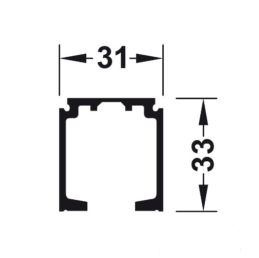 Kích thước của Ray trượt Hafele R31 x C33mm dài 4mét 940.43.942 Kích thước của Ray trượt Hafele R31 x C33mm dài 4mét 940.43.942