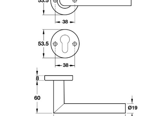 Kích thước của Tay nắm gạt cửa vệ sinh Hafele 903.93.559