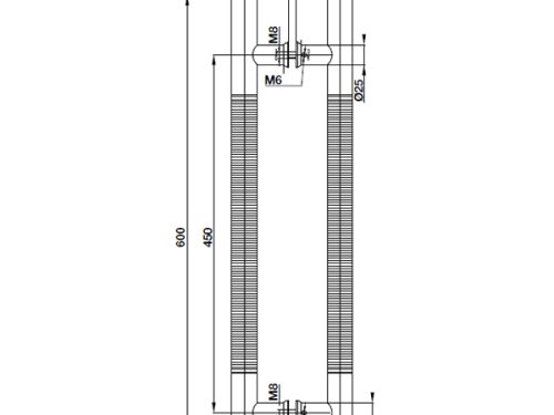 Kích thước của Tay nắm kéo chữ H 600mm Hafele 499.68.037