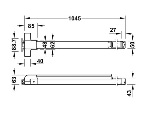 Thanh thoát hiểm Inox mờ Hafele 903.00.310 3 Kích thước của Thanh thoát hiểm Inox mờ Hafele 903.00.310