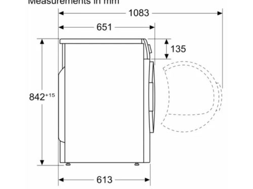 Máy sấy quần áo Bosch WTH83028SG serie 4 6 Thiết kế lắp đặt của máy sấy quần áo Bosch WTH83028SG serie 4