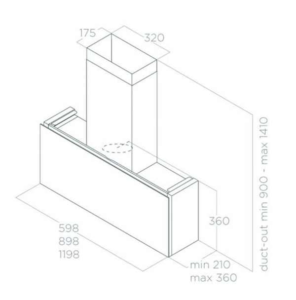 Máy hút mùi áp tường Elica RULES DEKT/F/60 PRF0163755 7 Kích thước máy hút mùi áp tường Elica RULES DEKT/F/60 PRF0163755
