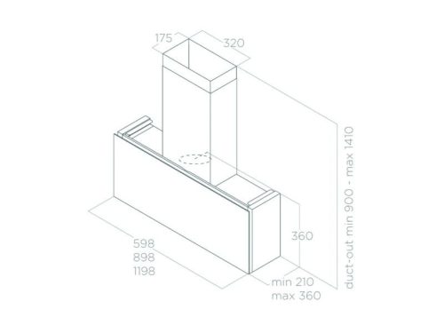 Máy hút mùi áp tường Elica RULES DEKT/F/60 PRF0163755 5 Kích thước máy hút mùi áp tường Elica RULES DEKT/F/60 PRF0163755