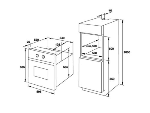 Lò nướng hấp kết hợp Fagor Q-Class 8H-895TFTNA 6 Thiết kế lắp đặt của lò nướng hấp kết hợp Fagor Q-Class 8H-895TFTNA