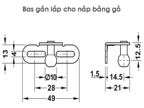 Pittong đẩy cánh tủ 80N Hafele 373.82.907 6 Bas lắp cho nắp gỗ pittong đẩy cánh tủ 80N Hafele 373.82.907