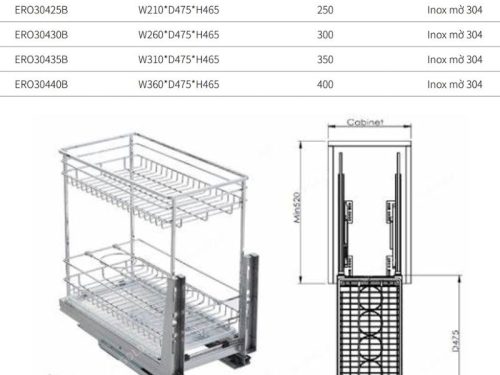 Giá gia vị Eurogold ERV4430 3 Kích thước giá gia vị Eurogold ERO30430B