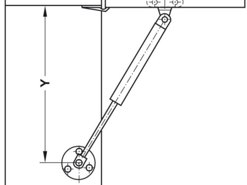 Kích thước pittong đẩy cánh tủ 100N Hafele 373.82.908
