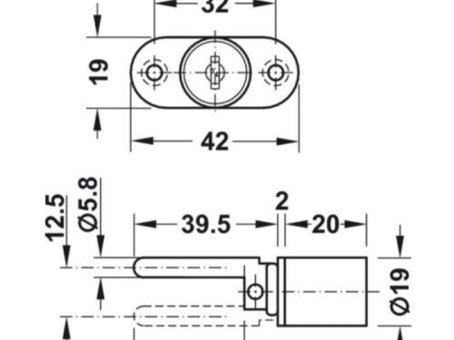 Kích thước khóa trung tâm Econo Hafele 234.99.240