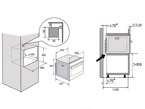 Kích thước lò hấp mini 29L Brandt BKV7132LX