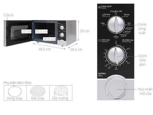 Lò vi sóng mini 23L Sharp R-G302VN-S 3 Chi tiết lò vi sóng mini 23L Sharp R-G302VN-S