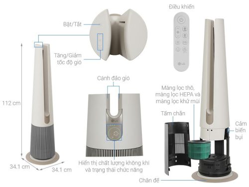 Máy lọc không khí PuriCare AeroTower Hit LG FS15GPBK0.ABAE 4 Chi tiết máy lọc không khí PuriCare AeroTower Hit LG FS15GPBK0.ABAE