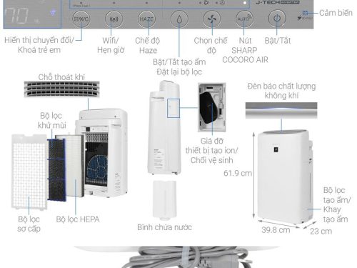 Máy lọc không khí Sharp KI-N50V-W 3 Chi tiết máy lọc không khí Sharp KI-N50V-W