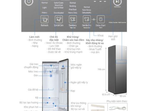 Tủ chăm sóc quần áo LG S5MB ALMPEVN 4 Thông số tủ chăm sóc quần áo LG S5MB ALMPEVN