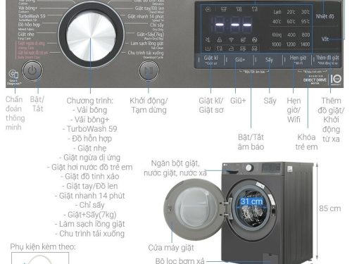 Máy giặt sấy LG giặt 11 kg - sấy 7 kg FV1411D4B 6 chi tiet may giat say lg giat 11 kg say 7 kg fv1411d4b