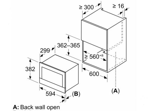 Lò vi sóng Bosch BER7321B1 lắp âm 4 Kích thước lò vi sóng Bosch BER7321B1 lắp âm