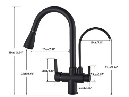 Vòi rửa bát Henry HR-V8011 Black 4 kich thuoc voi rua bat henry hr v8011 black