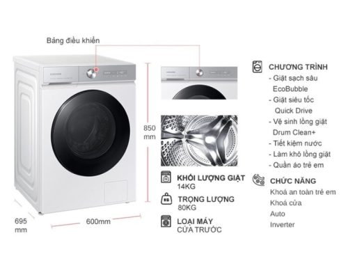 Máy Giặt Samsung Inverter 14 kg WW14BB944DGHSV cửa trước 6 kich thuoc may giat samsung inverter 14 kg ww14bb944dghsv cua truoc