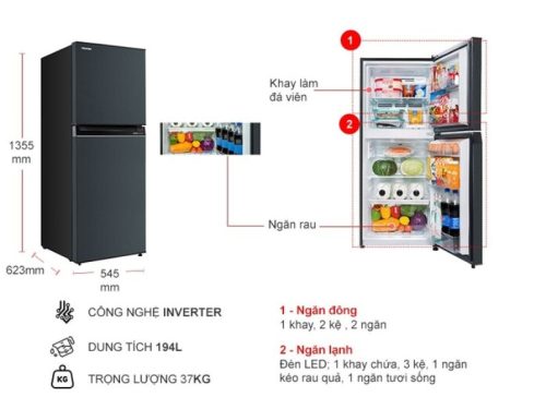 kich thuoc tu lanh 2 canh inverter 194 lit toshiba gr rt252we pmv52
