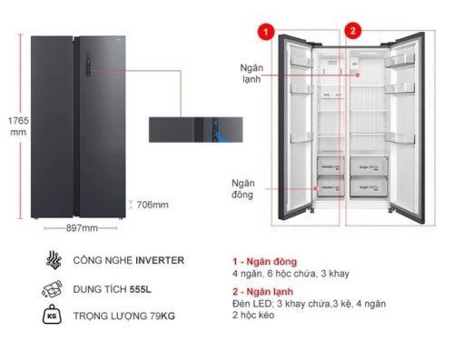 kich thuoc tu lanh 2 canh side by side inverter 555 lit toshiba gr rs696wi pmv60 ag