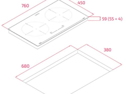 Bếp từ 2 vùng nấu Teka IZC 76220 SCG BK 112510053 2 kich thuoc bep tu 2 vung nau teka izc 76220 scg bk 112510053