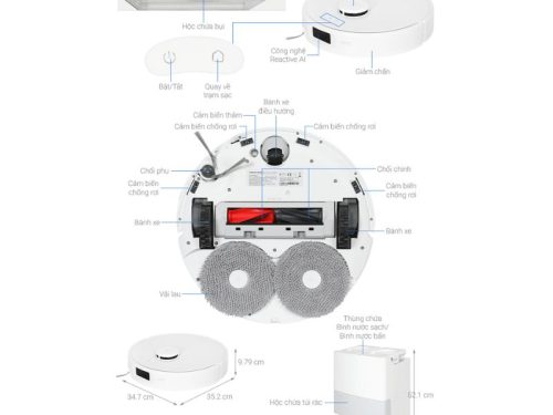 size robot hut bui lau nha roborock q revo 5v1 trang