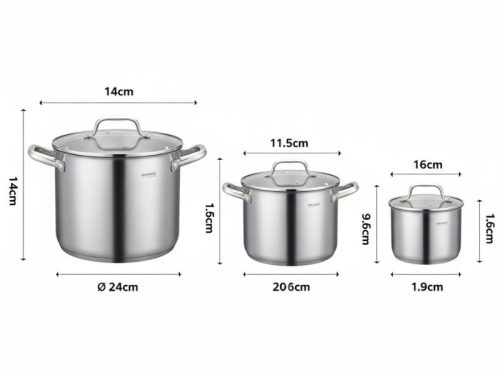 Kích thước bộ nồi chảo Grandx GX605 NOBLE