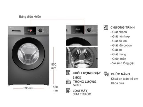 kich thuoc may giat casper inverter 9 5 kg wf 95vg5 cua truoc