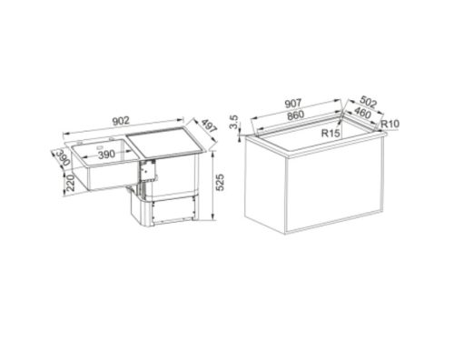 Máy rửa chén âm bán phần Franke FSDW50-01BG 2 kich thuoc may rua chen am ban phan franke fsdw50 01bg