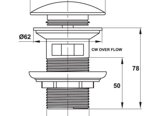 Kích thước bộ nhấn xả chậu có xả tràn Hafele 589.25.848