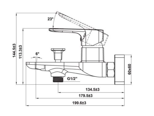 Kích thước bộ trộn 2 đường nước Kobe Hafele 589.15.035