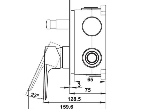 Bộ trộn âm 2 đường nước Kobe Hafele 589.15.037 3 Kích thước bộ trộn âm 2 đường nước Kobe Hafele 589.15.037