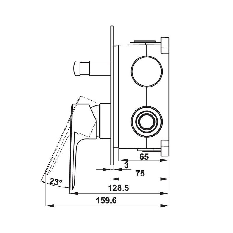 Kích thước bộ trộn âm 2 đường nước Kobe Hafele 589.15.037 Kích thước bộ trộn âm 2 đường nước Kobe Hafele 589.15.037