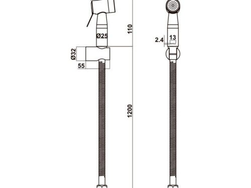 Vòi xịt vệ sinh Hafele 485.95.097 2 Kích thước vòi xịt vệ sinh Hafele 485.95.097