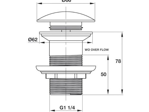 Thông số bộ nhấn xả chậu Lavabo không có xả tràn Hafele 589.25.986
