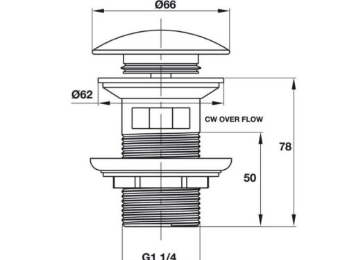 Thông số bộ nhấn xả cho Lavabo có xả tràn Hafele 589.25.948