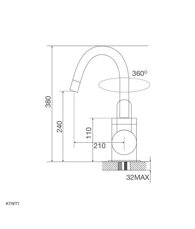 Thiết kế của Vòi rửa bát Malloca K119T1