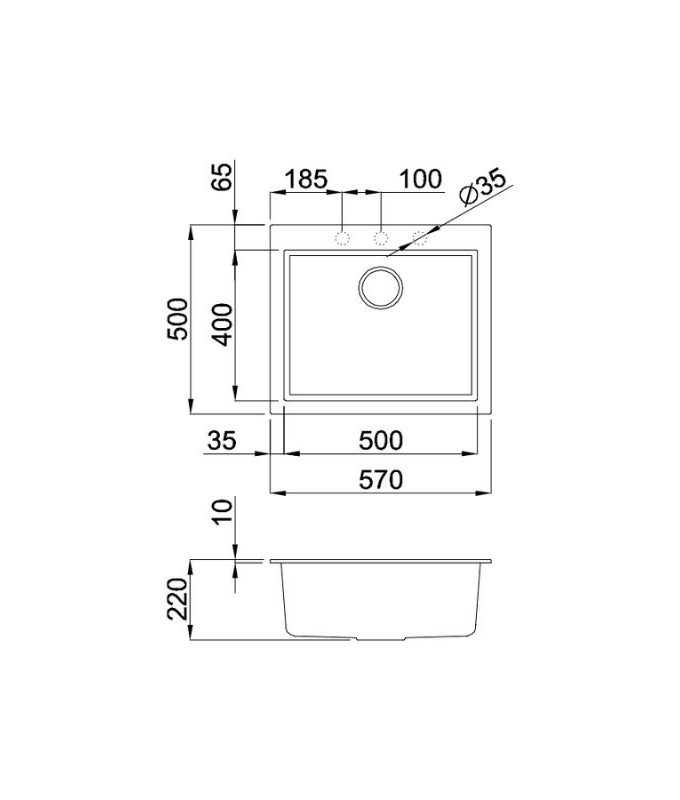 Chậu rửa bát đá Nero 1 hố Malloca G-10540 3 Thiết kế của Chậu rửa bát đá Nero Malloca G-10540
