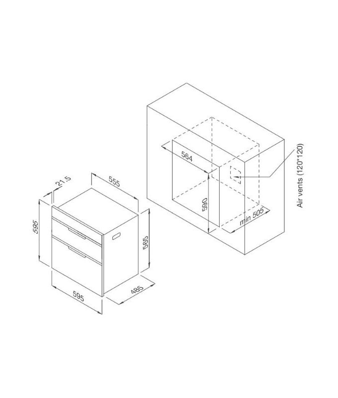 Máy sấy bát Malloca MSC-1005 lắp âm 3 kích thước của Máy sấy bát Malloca MSC-1005